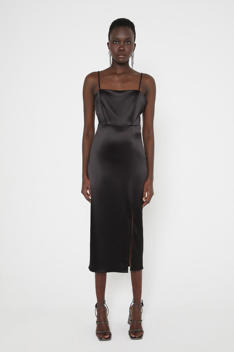 VESTITO A TUBINO SATINATO Nero ZARA Italia Italy